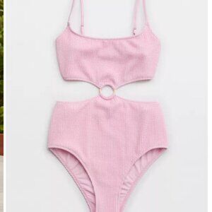 Aerie Crinkle Cut Out Cheeky One Piece Swimsuit Size M NWT